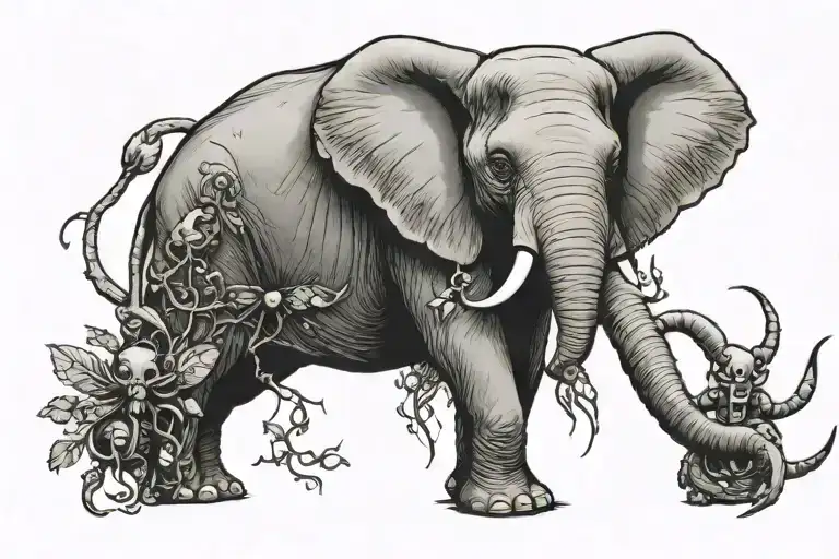 Elephant And Ant Working Together