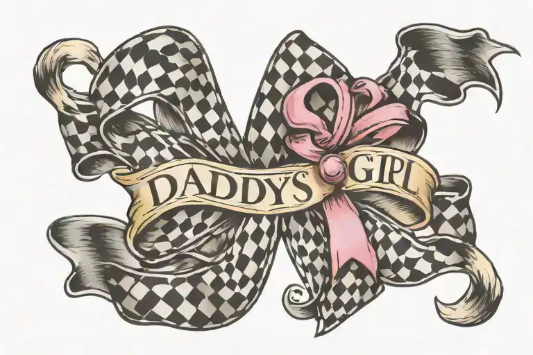 Checkered Cancer Ribbon With Words Daddys Girl Below It