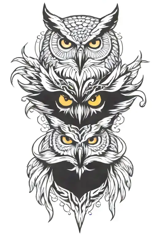 Owl And Wolf Face