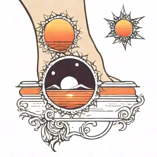 Fine Line Mininalist Sunset Tattoo That Looks Like An Anklet