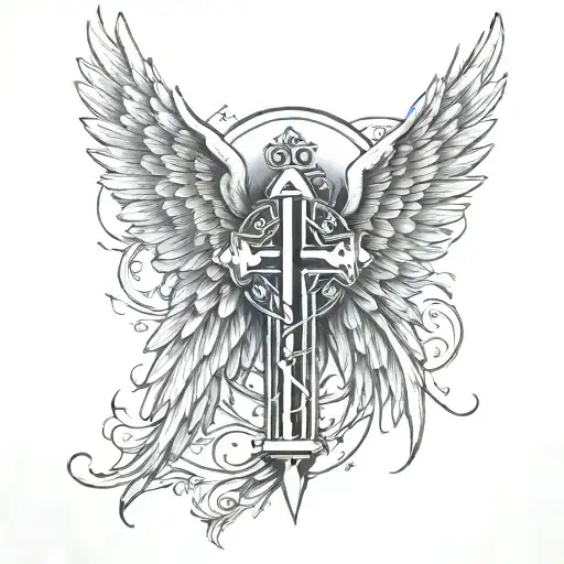 Angel Wing And Roman Numeral Forearm Tattoo Design