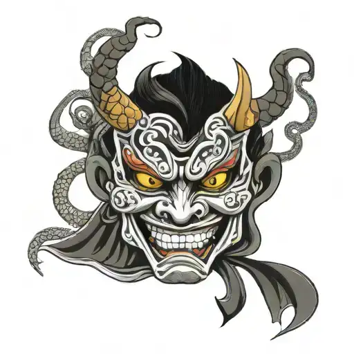 Tatugaem Hannya Mask With Snake Coiled