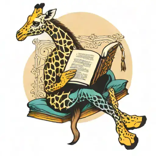 Giraffe Reading A Book