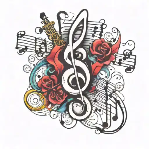 Music Notes Floating Out Of A Treble Cleft