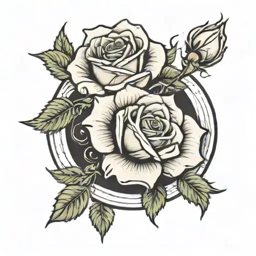 Roses With Sc Covering The Center Of It And A Full Moon