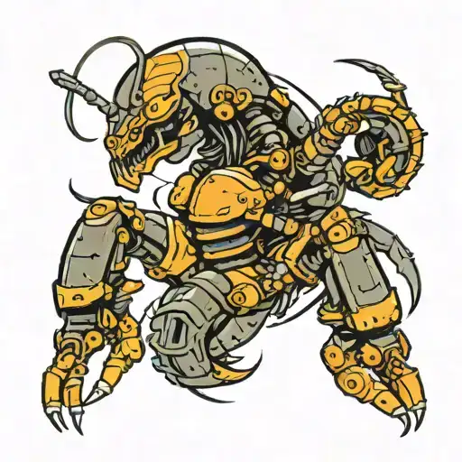 Sleeve Tattoo With A Scorpion Scary Futuristic Robotic