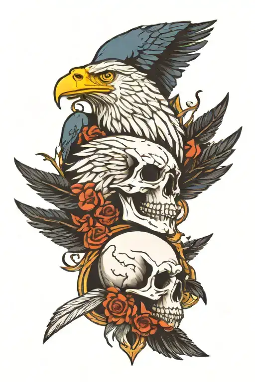 Skull And Bald Eagle Holding