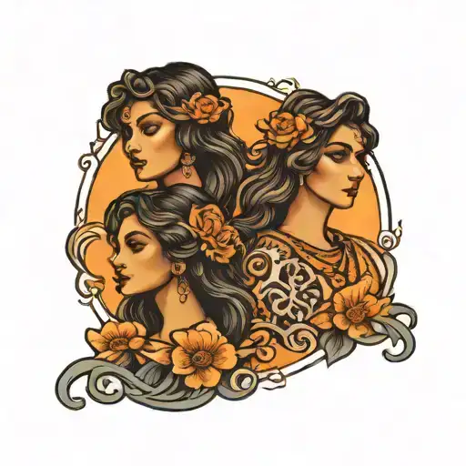 3 Black Sea Guls On Sunset Color Background