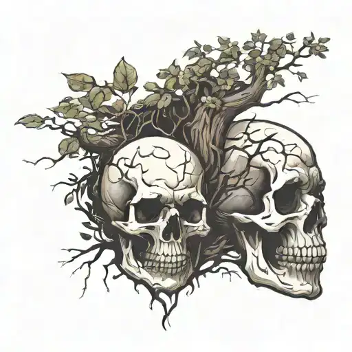 Skull And A Tree Growing