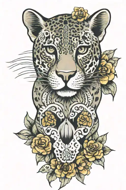 Jaguar With Mexican Sugar Skull
