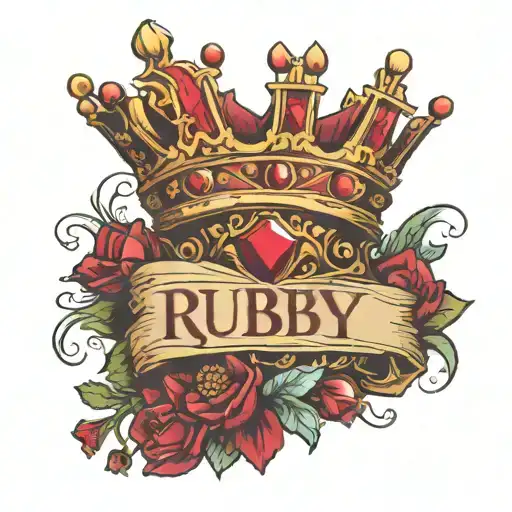 The Name Ruby With A Crown Above The R And A Ruby Diamond In The Crown