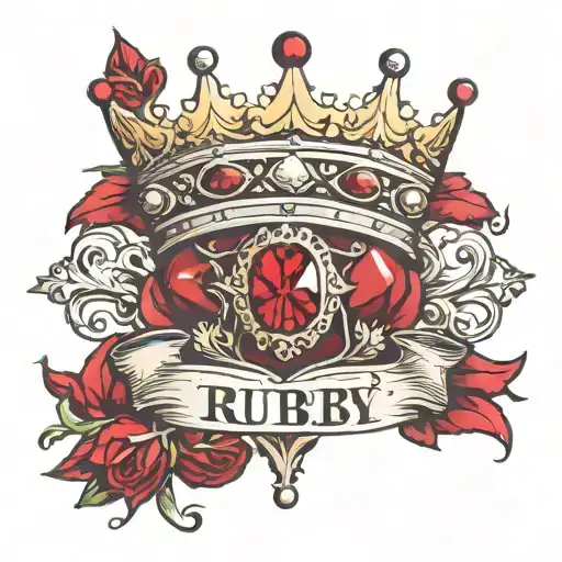 The Name Ruby With A Crown Above The R And A Ruby Diamond In The Crown