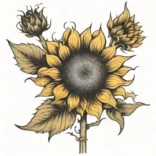Sunflower With The Stem Saying Whenever