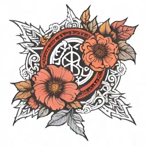 Berserk Brand Of Sacrifice Symbol With Lines Around And And Lines Has Flowers
