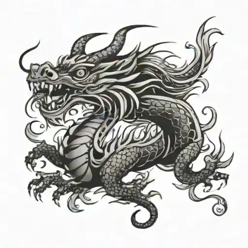 Small Chinesse Dragon In Fine Line