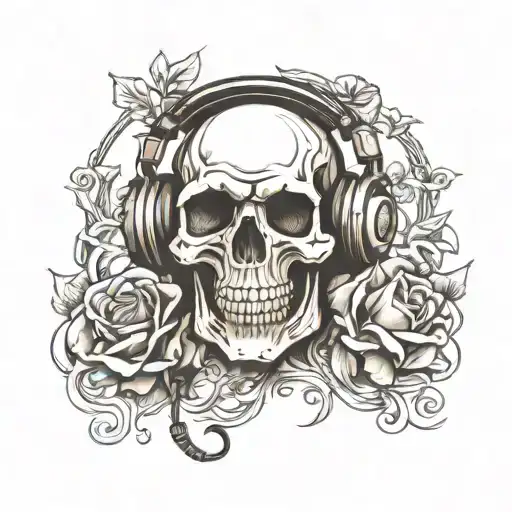 Skull Wearing Headphones