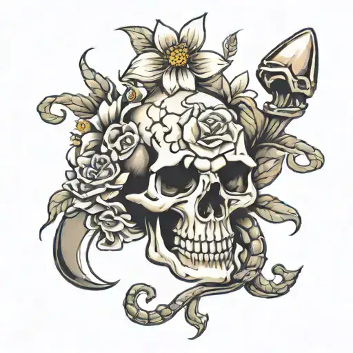 Skull Flowers Scorpion