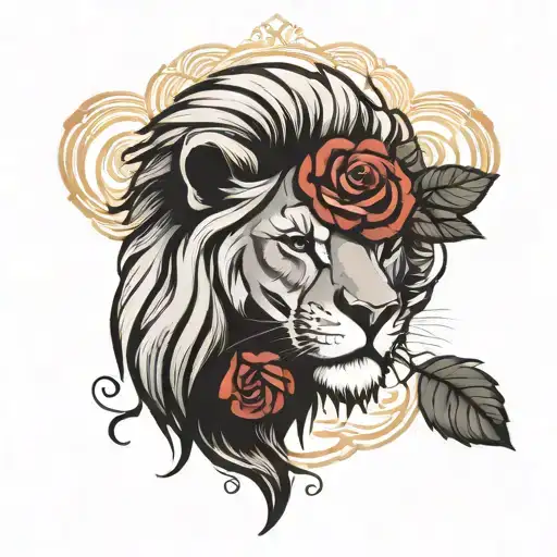 Lion Head And Rose