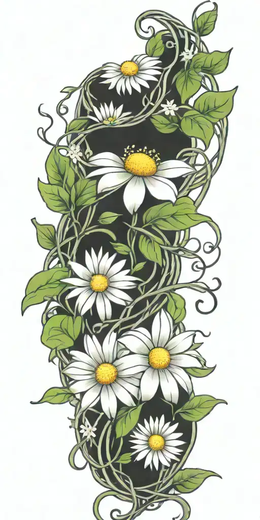 Vines With Daisy Flowers Intertwined