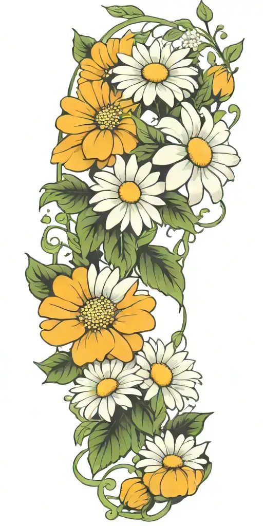 Vines With Daisy Flowers Wrapping Around The Arm Sleeve