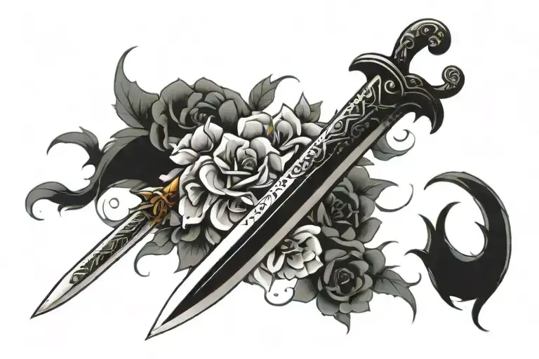 Dhulfiqar Sword With Flowers Surrounding