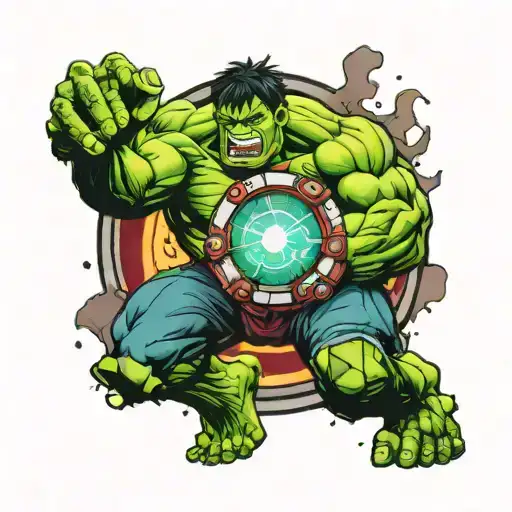Hulk Fighting Ironman Arc Reactor