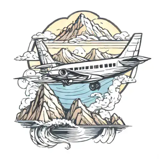 Airplane Around Mountain And Oceans