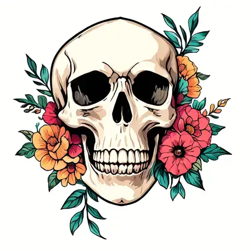 Skull With Flowers