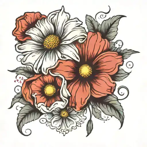 Daisy And Poppy Flower