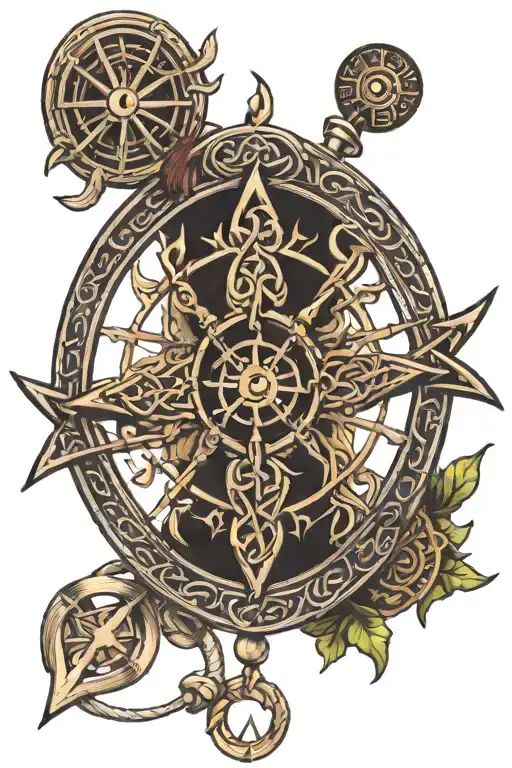 Viking Compass And Trinity Knot Symbol