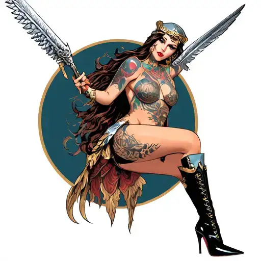 Beautiful Sexy Valkyrie Full Body In High Heel Boots