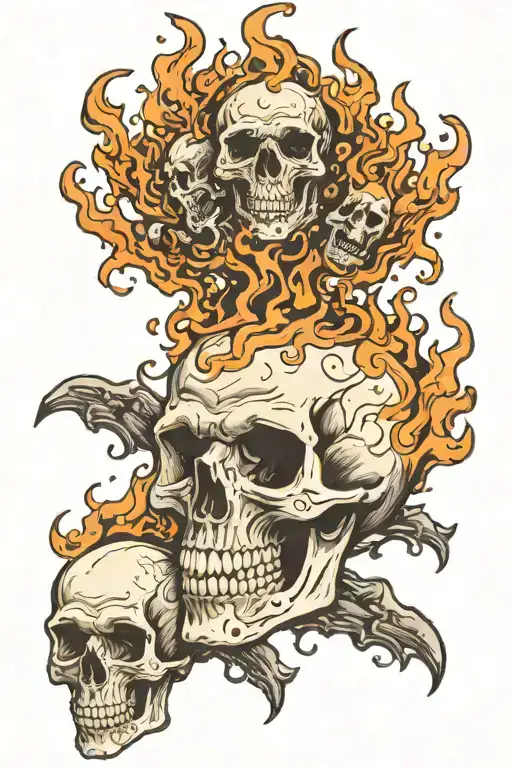 Skull Breathing 4 Flames With Each Flame A Different Height