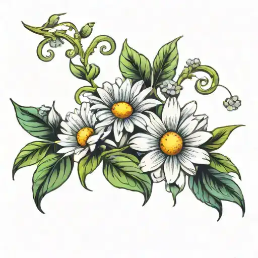Daisy Flowers And Vine Going