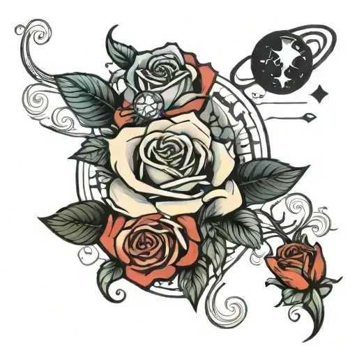 Roses With Diamond And Planet Venus