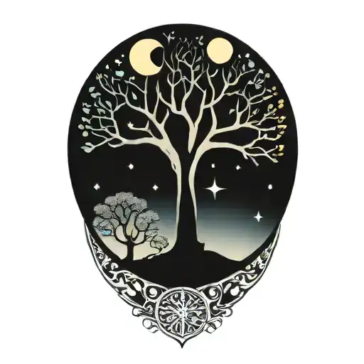 Tree Of Life With Day And Night Motifs