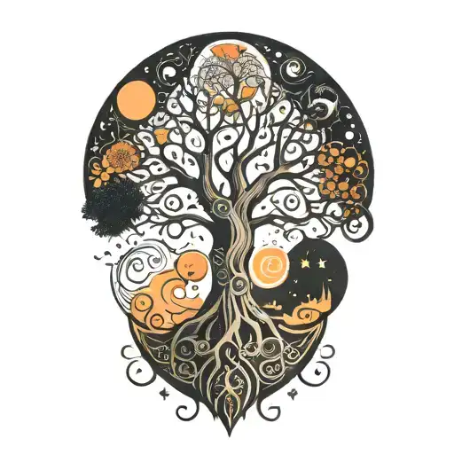 Tree Of Life With Day And Night Motifs