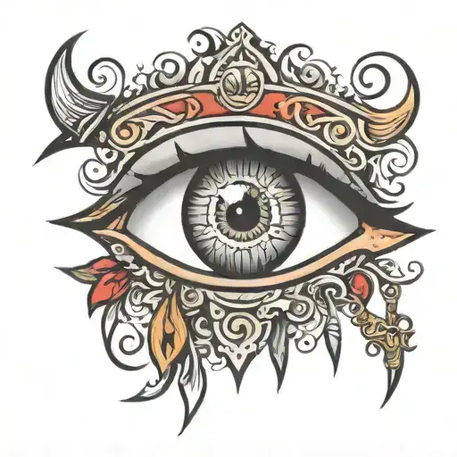 Eye Tattoo With Dagger Piercing