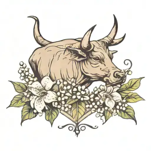 Taurus Bull With Lily Of The Valley Flowers
