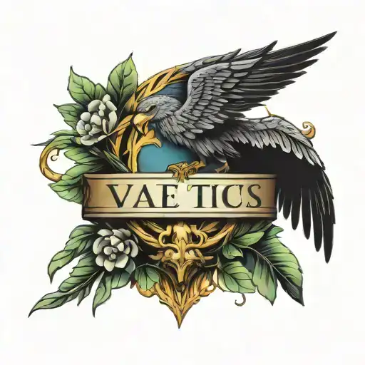 Roman Aquila Surrounded By Laurel Crown With The Words Vae Victus Around It