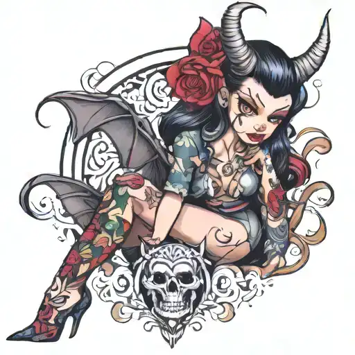 Demon Girl Pinup Girl With