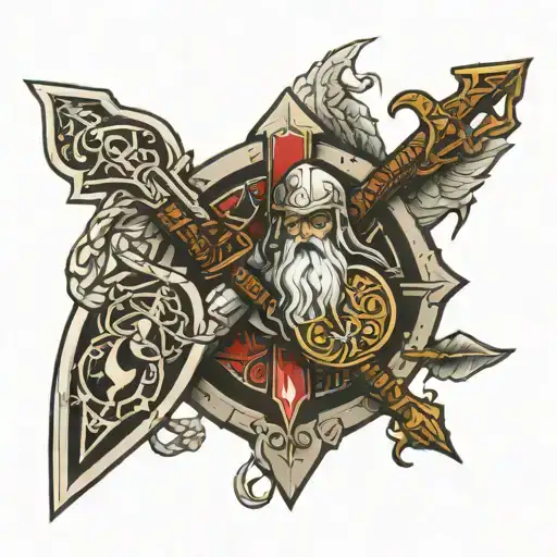 Odin God Of War Sword Shield Cross