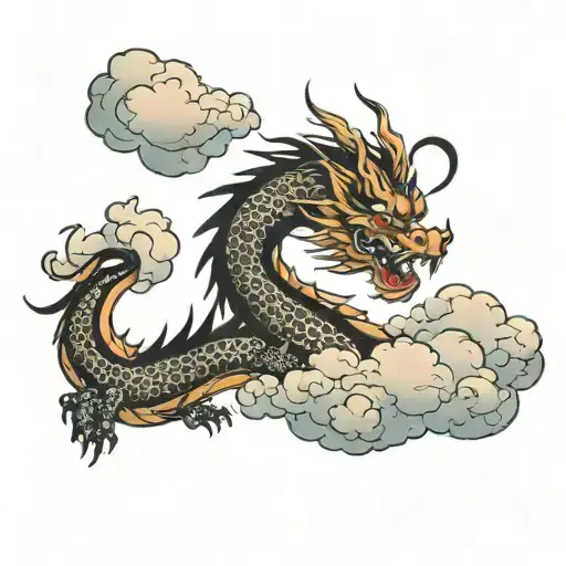 Asian Dragon With Clouds