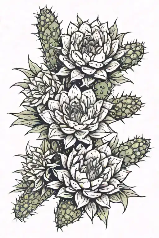 Cardon Cactus 3 Flowers