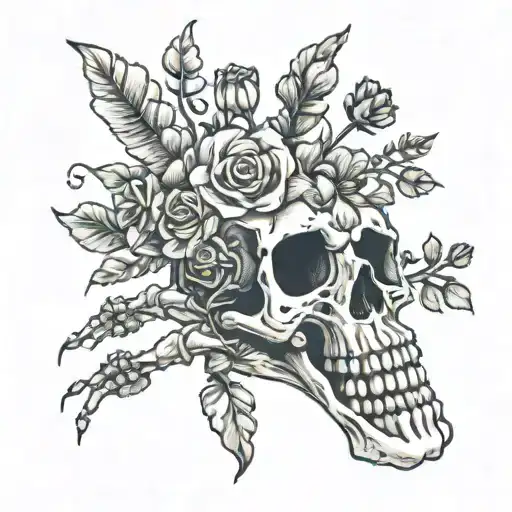 Skeleton Hand With Little Flowers Growing