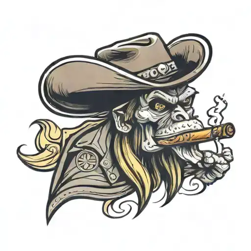 Mad Banana Wearing A Cowboy Hat And Smoking A Cigar
