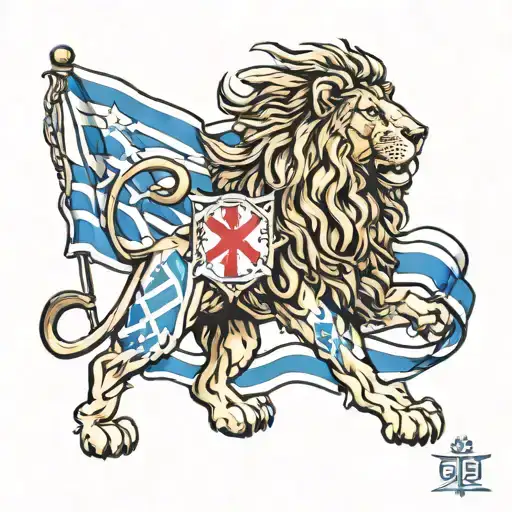 A Lion With The Flag Of Israel