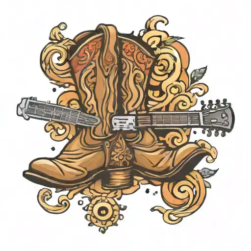 Cowboy Boots And Saddle Guitar