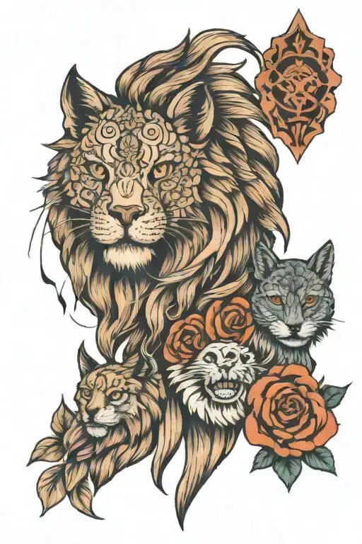 A Lion The Eyes Of An Owl And A Wolf Howling