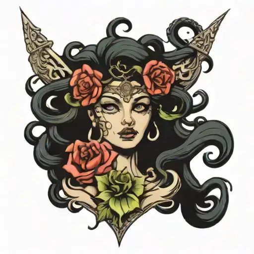 Warrior Medusa With Rose