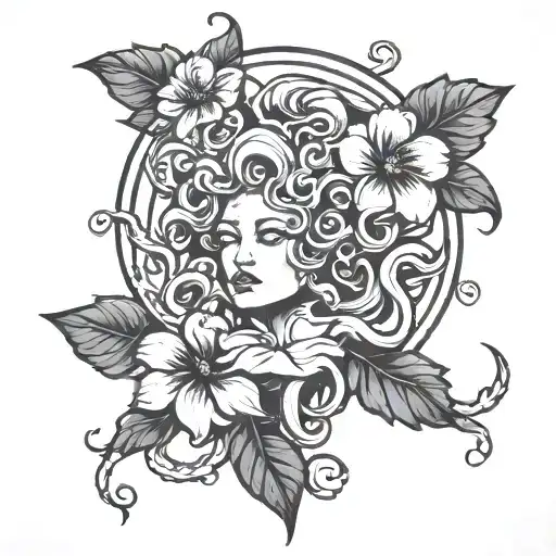 Medusa With Hibiscus Flowers